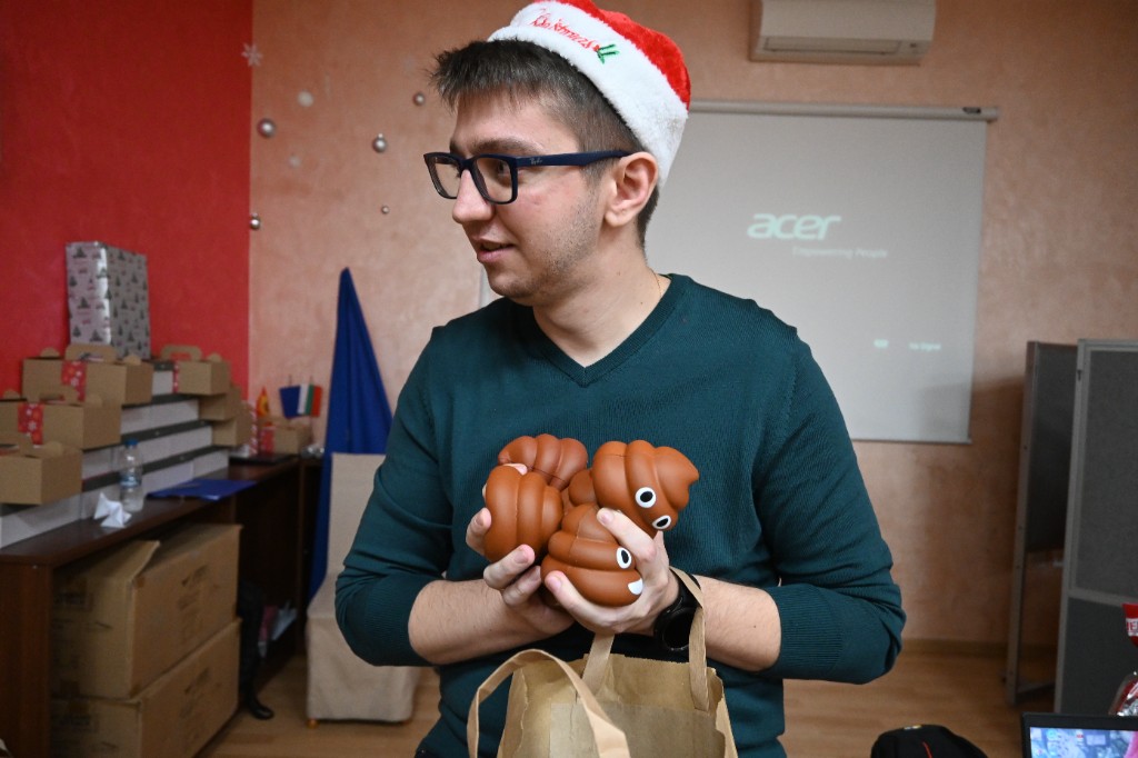 Santa's helper ready to distribute gifts