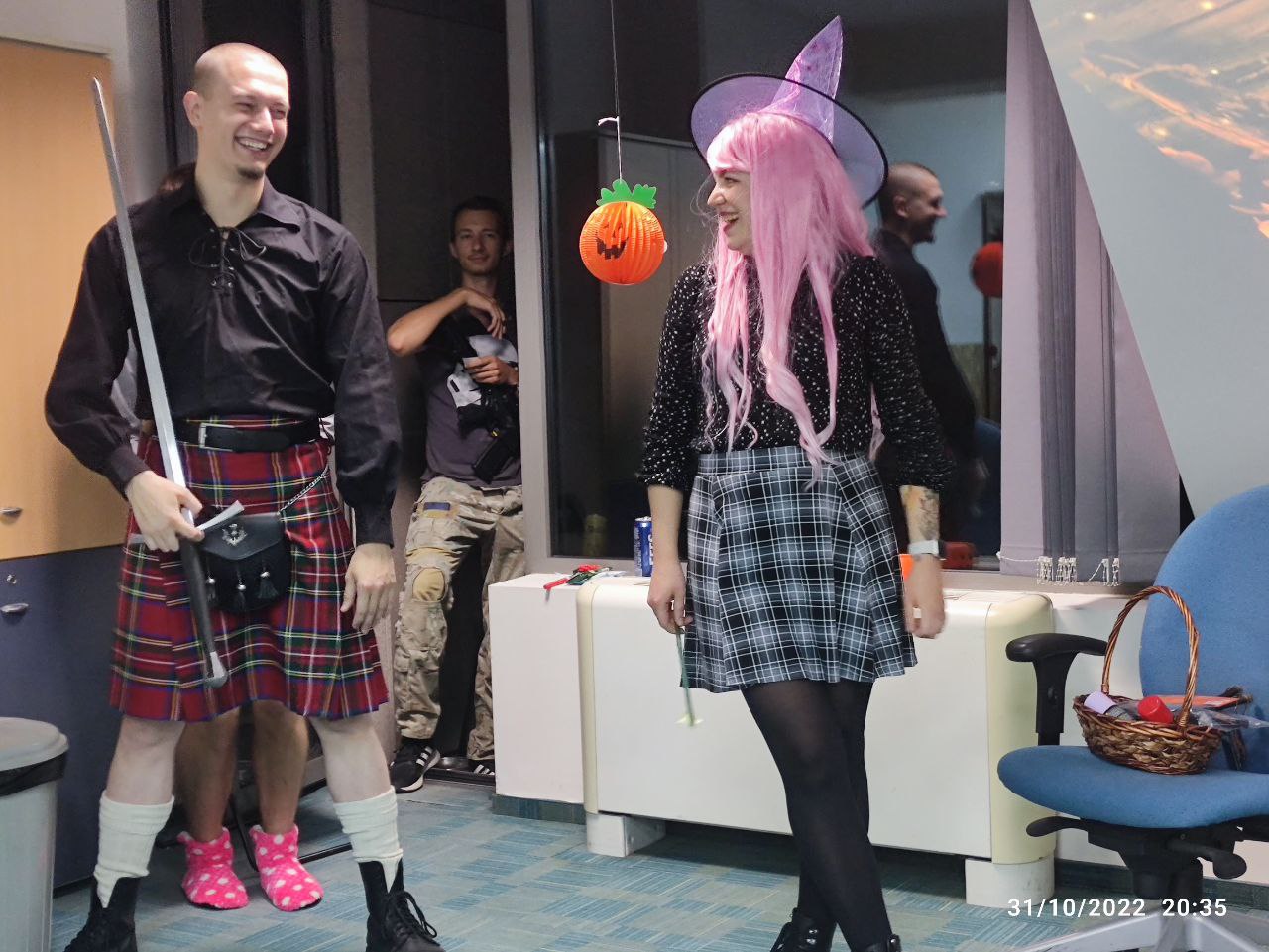 Scottish fighter with kilt, sword, and pink socks