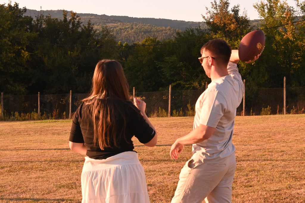 Team activities at sunset